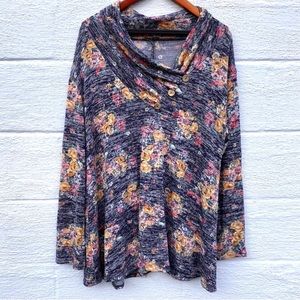Jodifl Cowl Neck Floral Print Knit Top
